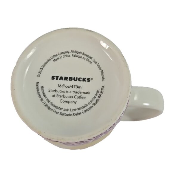 Starbucks 2015 Lemon Print Ceramic Mug 16oz Summer Citrus Graphic Cup - Picture 5 of 6